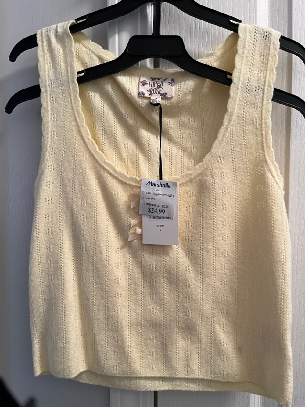 Hippie Rose Pale Yellow Knit Scoop Neck Tank